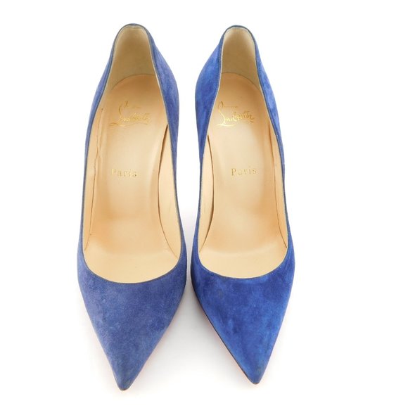CHRISTIAN LOUBOUTIN Brilliant Blue Suede Leather Stiletto Heel Pumps 37 - Picture 3 of 10
